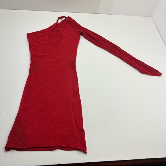 Voight Red Widow Mini Bodycon Dress Made in Hell Size XS / Small‎ One Shoulder - Picture 2 of 15